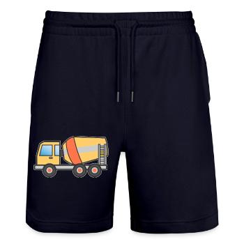 Béton malaxeur cadeau camion cadeau enfants motif - Short de jogging bio TRAINER Stanley/Stella unisexe - marine foncé - Devant - Nik (191cm) & Marisol (170cm)