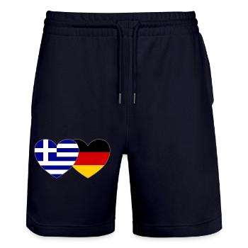 Grèce Allemagne Drapeau Cœur - Short de jogging bio TRAINER Stanley/Stella unisexe - marine foncé - Devant - Nik (191cm) & Marisol (170cm)