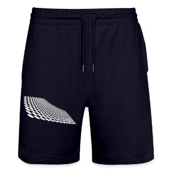 Geometric points on curved horizon surface - Stanley/Stella Trainer Unisex Organic Jogging Shorts - dark navy - Front - Nik (191cm) & Marisol (170cm)