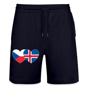 Tschechien Island Flagge Herz - Stanley/Stella Unisex Bio Joggingshorts Trainer  - Dark navy - Vorne - Nik (191cm) & Marisol (170cm)