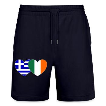 Grèce Irlande Flag Heart - Short de jogging bio TRAINER Stanley/Stella unisexe - marine foncé - Devant - Nik (191cm) & Marisol (170cm)