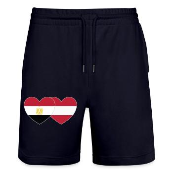 Egypte Autriche Drapeau Coeur - Short de jogging bio TRAINER Stanley/Stella unisexe - marine foncé - Devant - Nik (191cm) & Marisol (170cm)