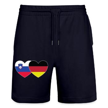 Slowenien Deutschland Flagge Herz - Stanley/Stella Unisex Bio Joggingshorts Trainer  - Dark navy - Vorne - Nik (191cm) & Marisol (170cm)