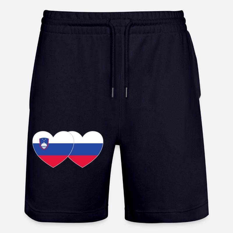 Slovénie Russie Drapeau Coeur - Short de jogging bio TRAINER Stanley/Stella unisexe - marine foncé