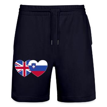 Großbritannien Slowenien Flagge Herz - Stanley/Stella Unisex Bio Joggingshorts Trainer  - Dark navy - Vorne - Nik (191cm) & Marisol (170cm)