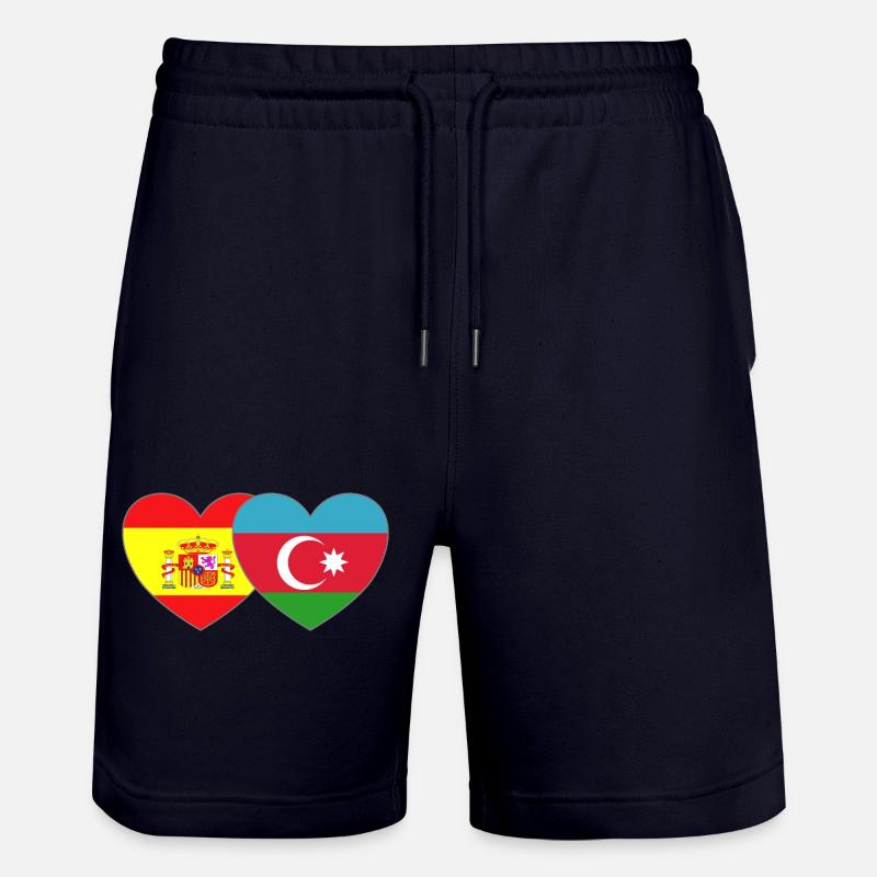 Espagne Azerbaïdjan Drapeau Cœur - Short de jogging bio TRAINER Stanley/Stella unisexe - marine foncé