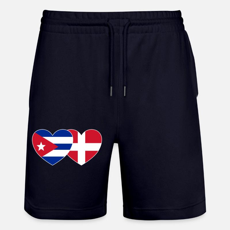 Cuba Danemark Flag Coeur - Short de jogging bio TRAINER Stanley/Stella unisexe - marine foncé