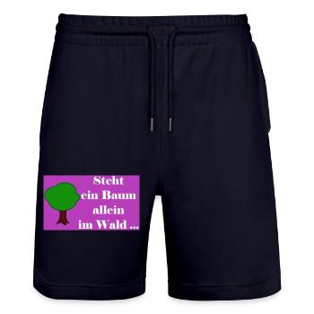 Steht ein Baum allein im Wald - Stanley/Stella Unisex Bio Joggingshorts Trainer  - Dark navy - Vorne - Nik (191cm) & Marisol (170cm)