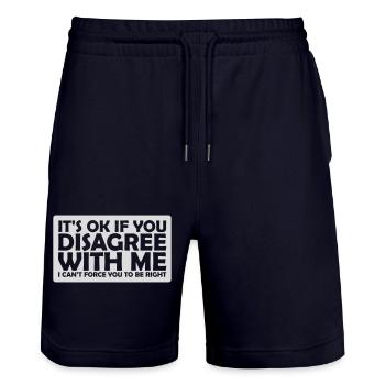 you disagree with me - Stanley/Stella Trainer Unisex Organic Jogging Shorts - dark navy - Front - Nik (191cm) & Marisol (170cm)