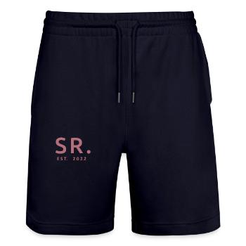 Sr. Est. 2022 Verlobung für die Hochzeitsfeier des Bräutigams - Stanley/Stella Unisex Bio Joggingshorts Trainer  - Dark navy - Vorne - Nik (191cm) & Marisol (170cm)