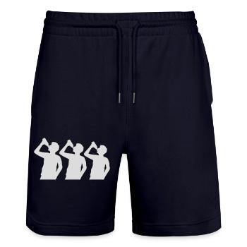 Silhouette 3 Freunde Bier - Stanley/Stella Unisex Bio Joggingshorts Trainer  - Dark navy - Vorne - Nik (191cm) & Marisol (170cm)