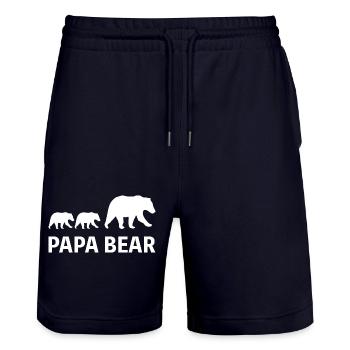 Papa Bear Geschenk Vater - Stanley/Stella Unisex Bio Joggingshorts Trainer  - Dark navy - Vorne - Nik (191cm) & Marisol (170cm)