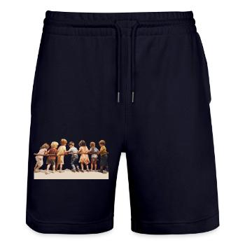 Tauziehen ist ein soziales Spiel - Stanley/Stella Unisex Bio Joggingshorts Trainer  - Dark navy - Vorne - Nik (191cm) & Marisol (170cm)
