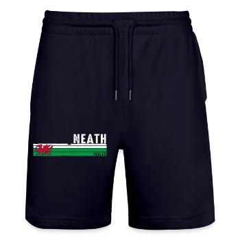 Neath: Umarmen Sie walisischen Charme mit Retro-Design - Stanley/Stella Unisex Bio Joggingshorts Trainer  - Dark navy - Vorne - Nik (191cm) & Marisol (170cm)