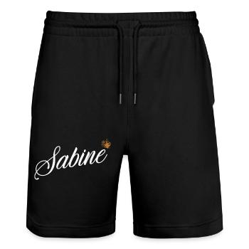 Sabine Name für Frauen Kinder Kleinkinder - Sabine - Stanley/Stella Unisex Bio Joggingshorts Trainer  - Schwarz - Vorne - Nik (191cm) & Marisol (170cm)