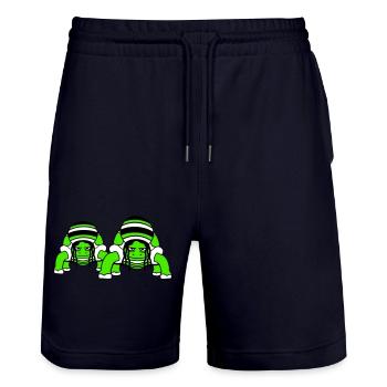 2 Turtles Reggae Music Rasta Team Jamaica Fun - Stanley/Stella Trainer Unisex Organic Jogging Shorts - dark navy - Front - Nik (191cm) & Marisol (170cm)