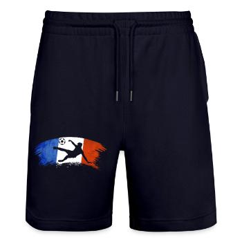 football France blue white red football - Stanley/Stella Trainer Unisex Organic Jogging Shorts - dark navy - Front - Nik (191cm) & Marisol (170cm)