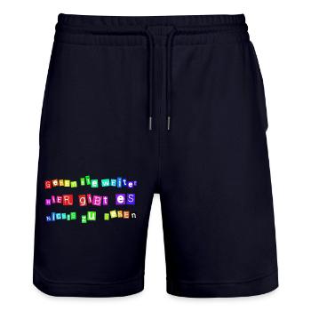 Gehen Sie weiter – Hier gibt es nichts zu sehen | - Stanley/Stella Unisex Bio Joggingshorts Trainer  - Dark navy - Vorne - Nik (191cm) & Marisol (170cm)