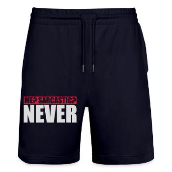 me sarcastic never Zitat - Stanley/Stella Unisex Bio Joggingshorts Trainer  - Dark navy - Vorne - Nik (191cm) & Marisol (170cm)
