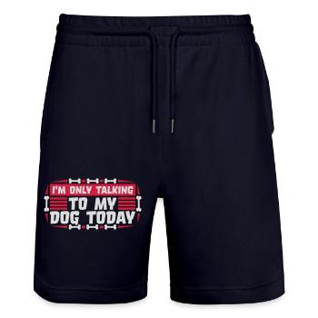 only talking to dog - Stanley/Stella Trainer Unisex Organic Jogging Shorts - dark navy - Front - Nik (191cm) & Marisol (170cm)