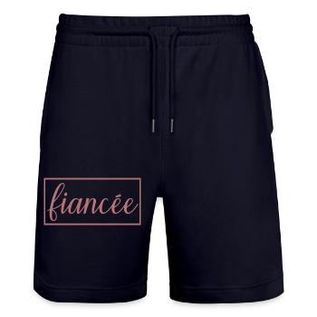 Fiancée Fiancée Fiançailles Mariage Lune de Miel - Short de jogging bio TRAINER Stanley/Stella unisexe - marine foncé - Devant - Nik (191cm) & Marisol (170cm)