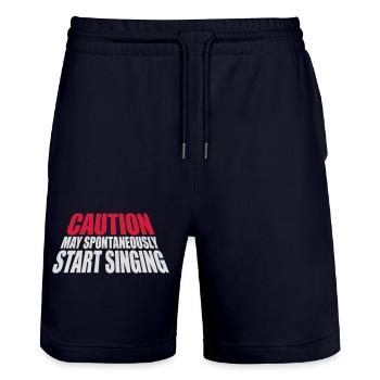 may spontaneously start singing - Stanley/Stella Trainer Unisex Organic Jogging Shorts - dark navy - Front - Nik (191cm) & Marisol (170cm)