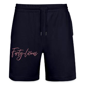Vierzig-Licious Lustige 40. Geburtstag Party Männer Frauen - Stanley/Stella Unisex Bio Joggingshorts Trainer  - Dark navy - Vorne - Nik (191cm) & Marisol (170cm)