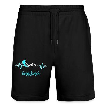 Skifahren Saalbach - Stanley/Stella Unisex Bio Joggingshorts Trainer  - Schwarz - Vorne - Nik (191cm) & Marisol (170cm)