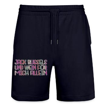 Wine Glass Statement Funny Boxer Dog Lover - Stanley/Stella Trainer Unisex Organic Jogging Shorts - dark navy - Front - Nik (191cm) & Marisol (170cm)