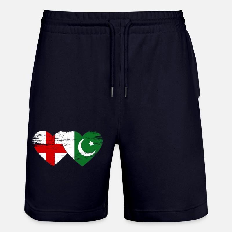 Angleterre Pakistan Drapeau Coeur - Short de jogging bio TRAINER Stanley/Stella unisexe - marine foncé