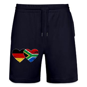 Allemagne Afrique du Sud Drapeau Mains Coeur Forme Utilisé - Short de jogging bio TRAINER Stanley/Stella unisexe - marine foncé - Devant - Nik (191cm) & Marisol (170cm)