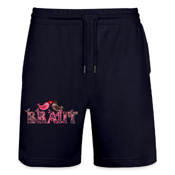 Braut Vögel Liebespaar Heiraten - JGA - Stanley/Stella Unisex Bio Joggingshorts Trainer  - Dark navy - Vorne - Nik (191cm) & Marisol (170cm)