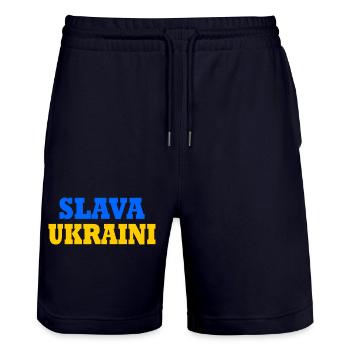 Slava ukraini - Short de jogging bio TRAINER Stanley/Stella unisexe - marine foncé - Devant - Nik (191cm) & Marisol (170cm)