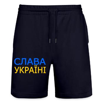 Slava ukraini - Short de jogging bio TRAINER Stanley/Stella unisexe - marine foncé - Devant - Nik (191cm) & Marisol (170cm)