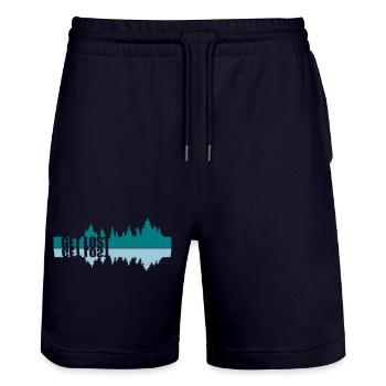 Mirroring Get Lost - Stanley/Stella Trainer Unisex Organic Jogging Shorts - dark navy - Front - Nik (191cm) & Marisol (170cm)