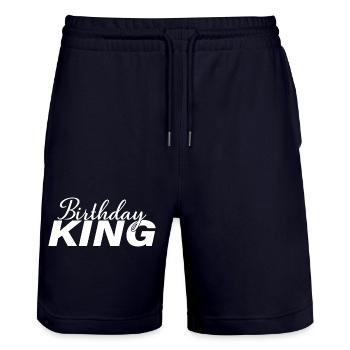 Birthday King - Cadeau de fête d’anniversaire cool pour hommes - Short de jogging bio TRAINER Stanley/Stella unisexe - marine foncé - Devant - Nik (191cm) & Marisol (170cm)