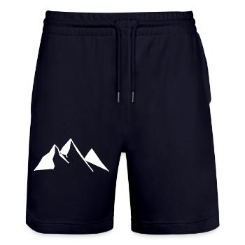 Mountains - Stanley/Stella Trainer Unisex Organic Jogging Shorts - dark navy - Front - Nik (191cm) & Marisol (170cm)