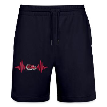 Puls Steak Grillmeister Barbecue - Stanley/Stella Trainer Unisex Organic Jogging Shorts - dark navy - Front - Nik (191cm) & Marisol (170cm)