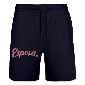 Esposa Cute Wife To Be Bride Couple Wedding Gift - Stanley/Stella Trainer Unisex Organic Jogging Shorts - dark navy - Front - Nik (191cm) & Marisol (170cm)