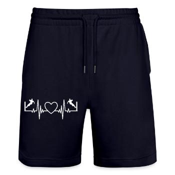 Parkour Runner Extreme Sports Parkour Runner Gift - Stanley/Stella Trainer Unisex Organic Jogging Shorts - dark navy - Front - Nik (191cm) & Marisol (170cm)