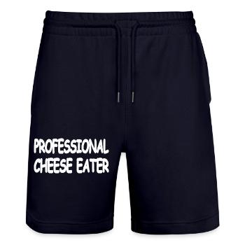 Cheese - Stanley/Stella Trainer Unisex Organic Jogging Shorts - dark navy - Front - Nik (191cm) & Marisol (170cm)