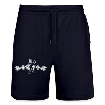 Squash Racquetball player Racquetball Squash game - Stanley/Stella Trainer Unisex Organic Jogging Shorts - dark navy - Front - Nik (191cm) & Marisol (170cm)