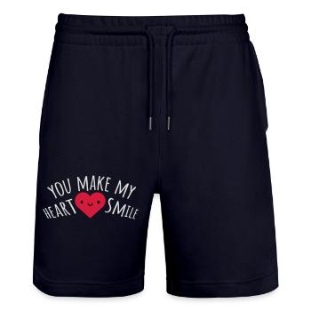 make my heart smile - Stanley/Stella Unisex Bio Joggingshorts Trainer  - Dark navy - Vorne - Nik (191cm) & Marisol (170cm)