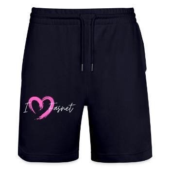 Ilove Fasnet Pink - Stanley/Stella Unisex Bio Joggingshorts Trainer  - Dark navy - Vorne - Nik (191cm) & Marisol (170cm)