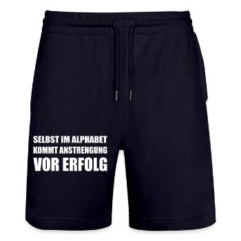 Anstrengung vor dem Erfolg - Stanley/Stella Unisex Bio Joggingshorts Trainer  - Dark navy - Vorne - Nik (191cm) & Marisol (170cm)