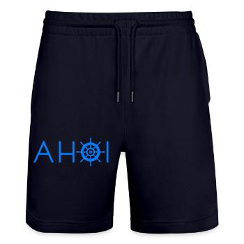 AHOI - Stanley/Stella Unisex Bio Joggingshorts Trainer  - Dark navy - Vorne - Nik (191cm) & Marisol (170cm)