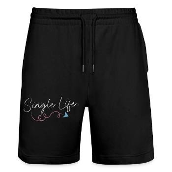 Relationship Partner Date Solo - Stanley/Stella Trainer Unisex Organic Jogging Shorts - black - Front - Nik (191cm) & Marisol (170cm)