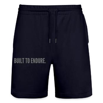 Built to Endure - Stanley/Stella Trainer Unisex Organic Jogging Shorts - dark navy - Front - Nik (191cm) & Marisol (170cm)