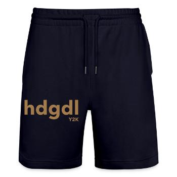 hdgdl hab dich ganz doll lieb Y2k braun - Stanley/Stella Unisex Bio Joggingshorts Trainer  - Dark navy - Vorne - Nik (191cm) & Marisol (170cm)