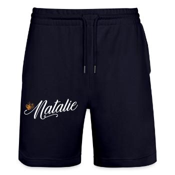 Natalie Nom pour Femmes Enfants Bambins - Natalie - Short de jogging bio TRAINER Stanley/Stella unisexe - marine foncé - Devant - Nik (191cm) & Marisol (170cm)